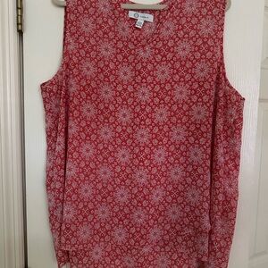 Christina Red Sleeveless Blouse with Geometric Print